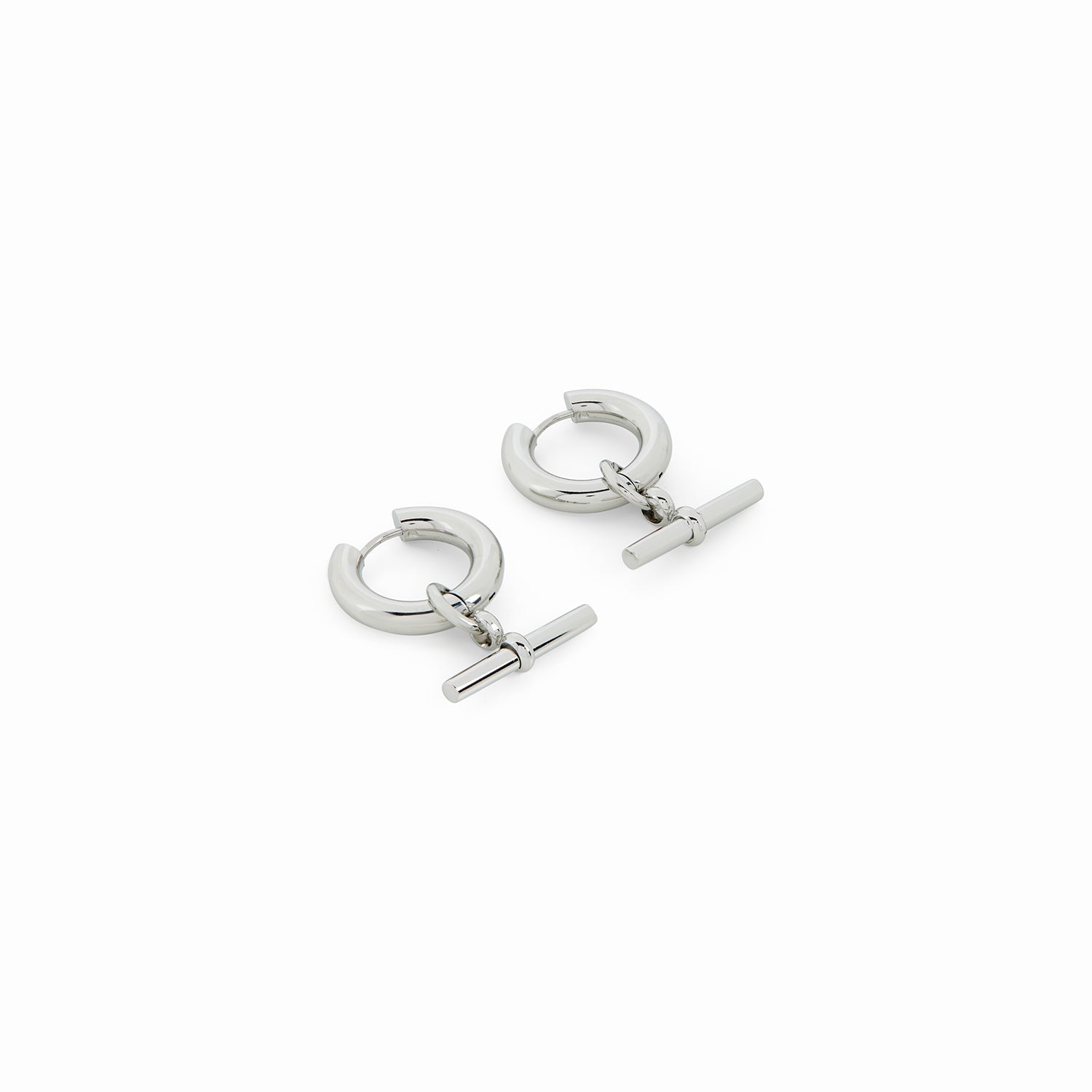 T-Bar Hoop Earrings - Silver