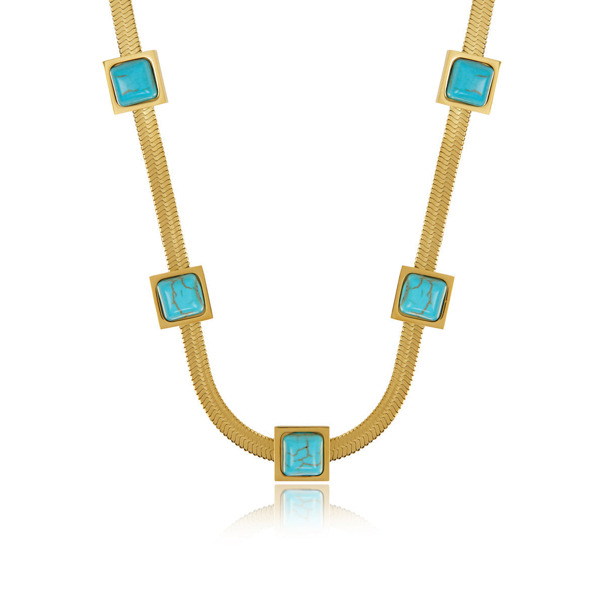 Aqua Stone Snake Chain Necklace