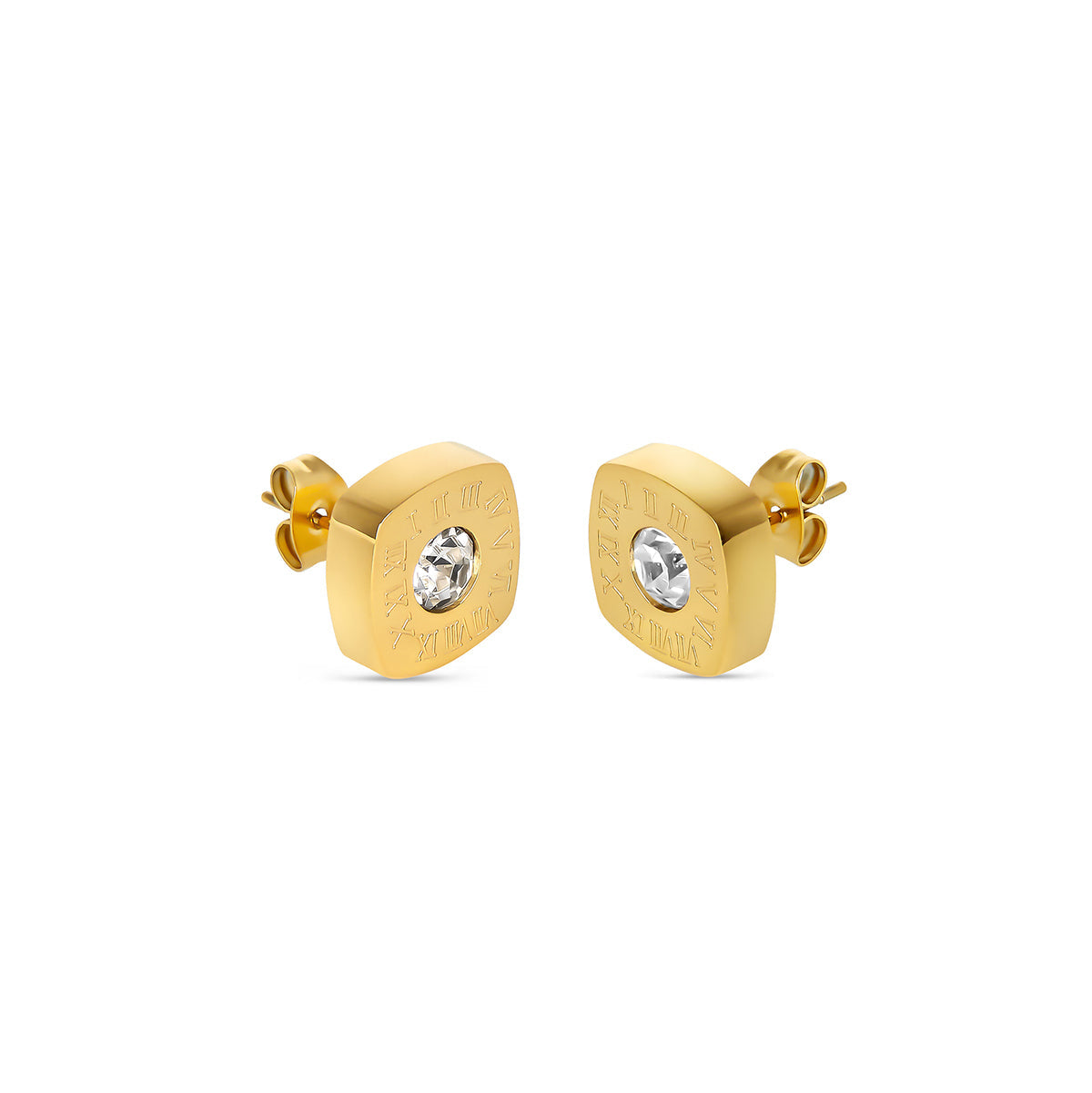 Square Latin Stud Stone Earrings