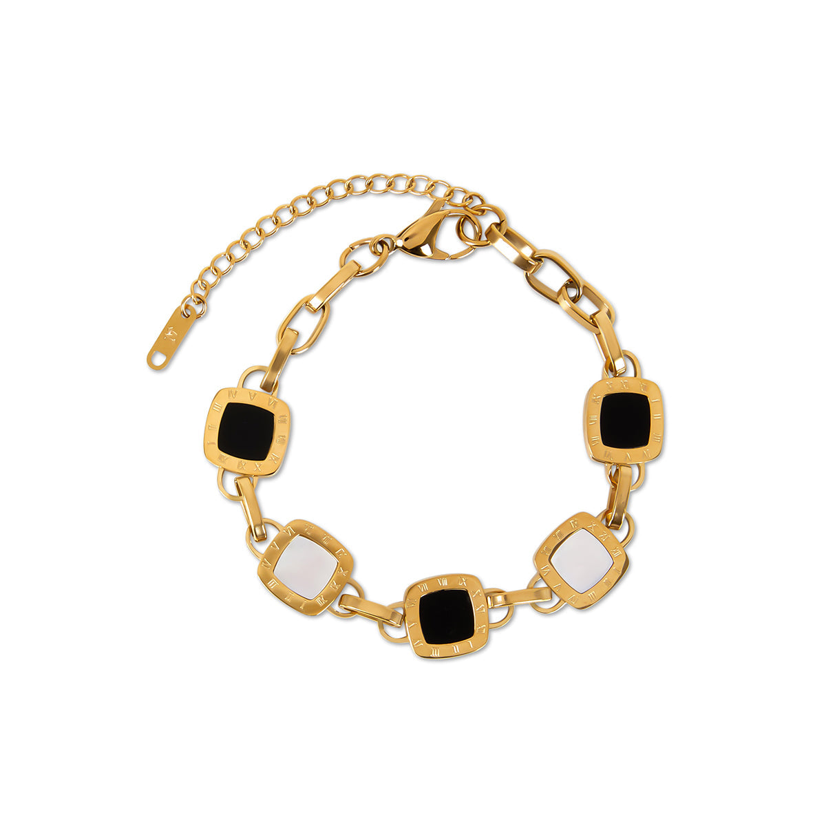 Square Monochrome Clip Chain Bracelet