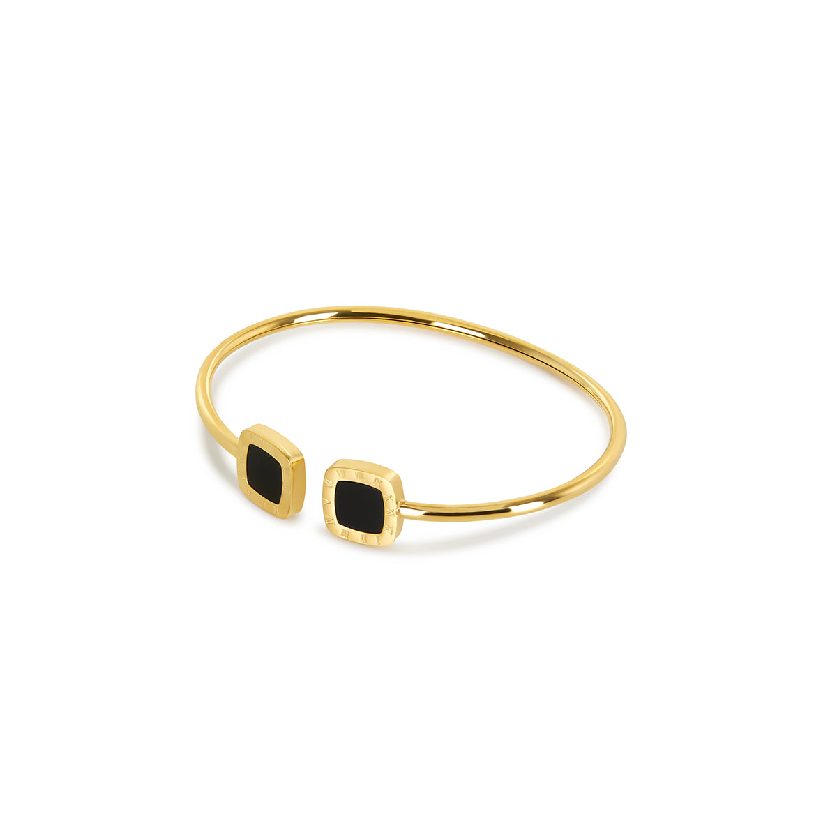 Squared Onyx Bangle Bracelet