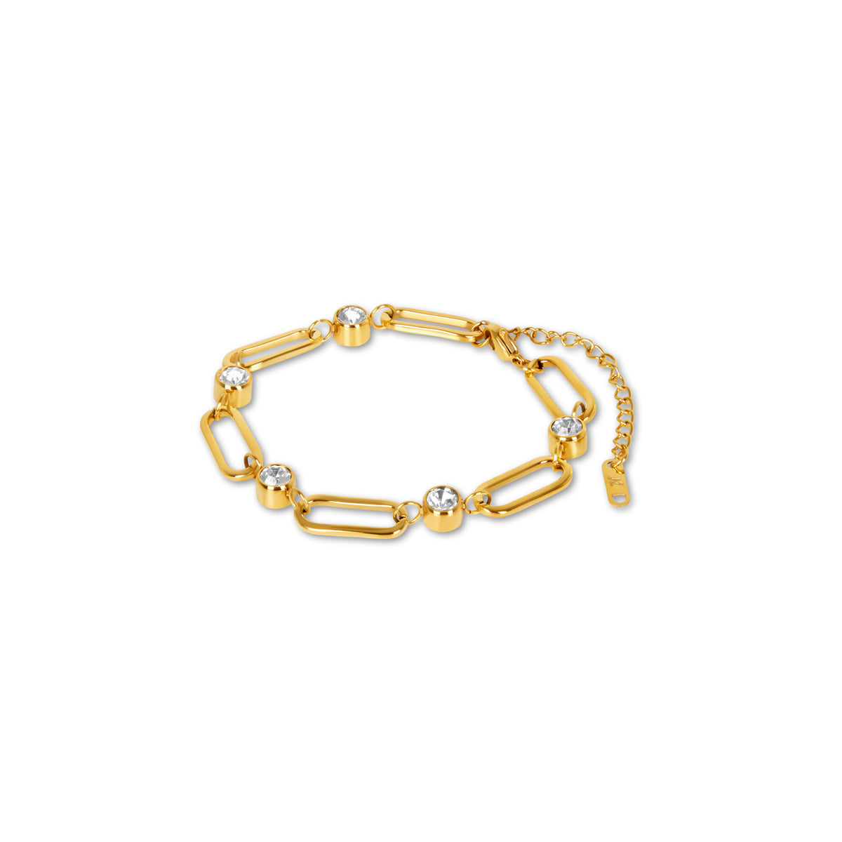 Oval Link Stone Chain Bracelet