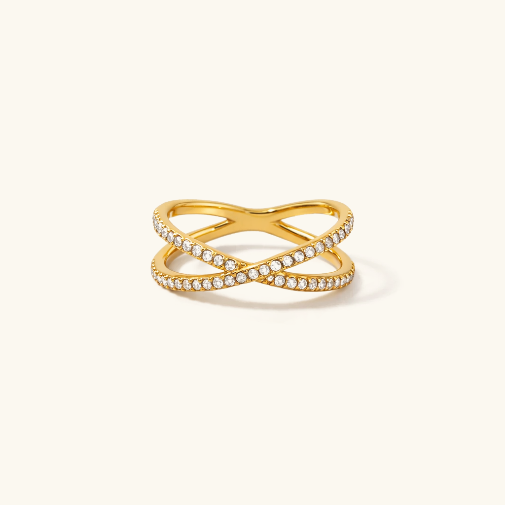 Nia Gold Diamond Cross Ring