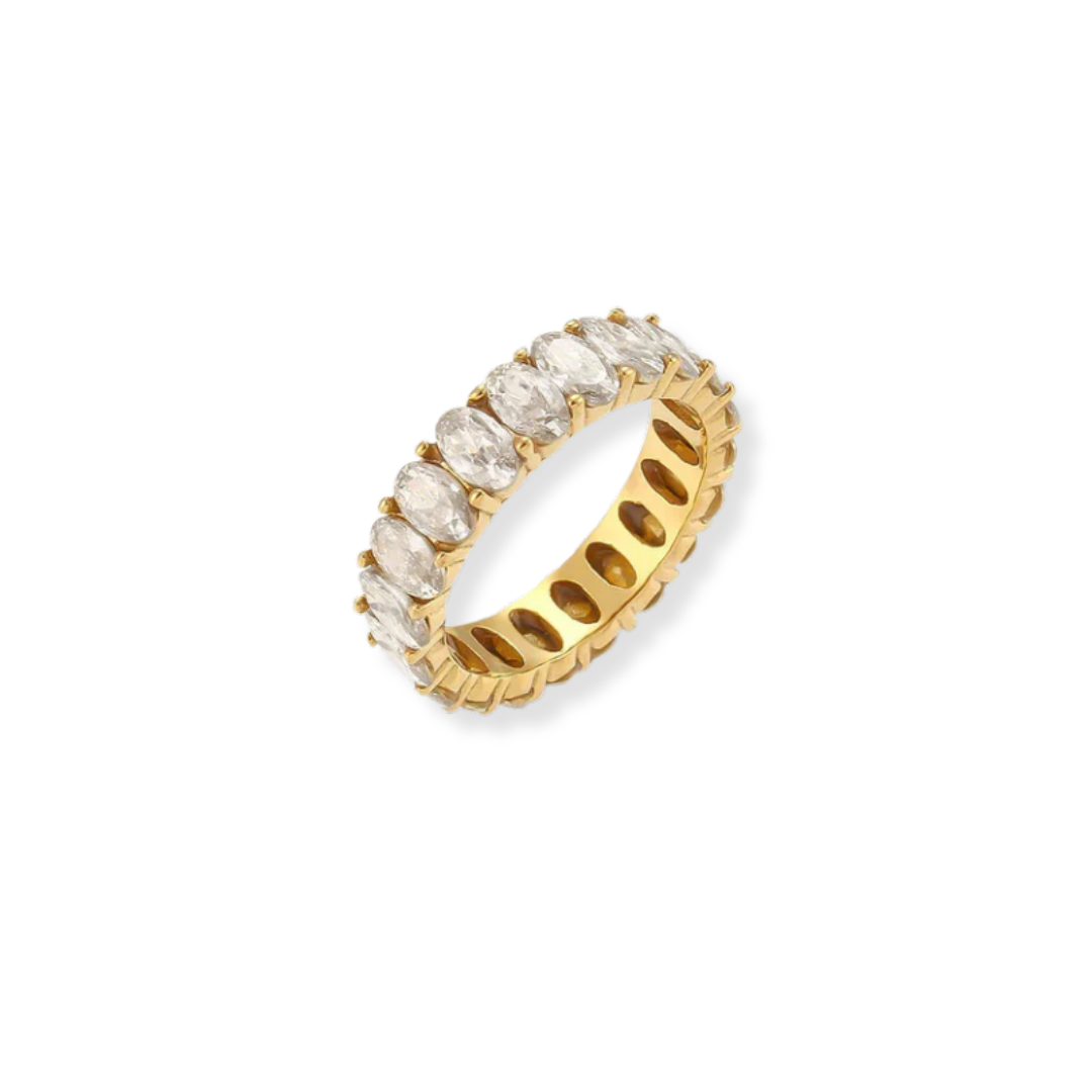 Antoinette Diamond Simulant Gold Ring