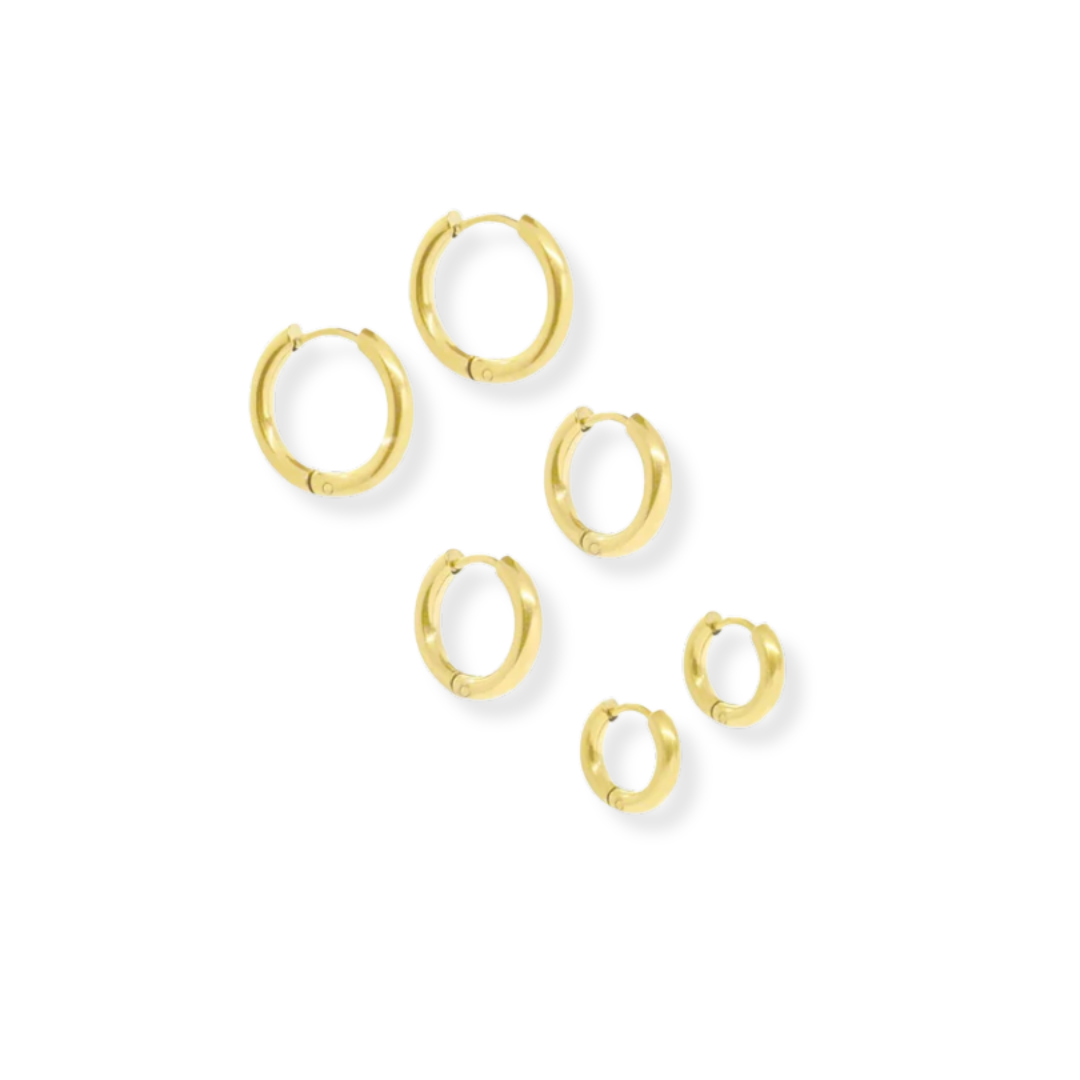 Classic Round Hoops Earrings Set