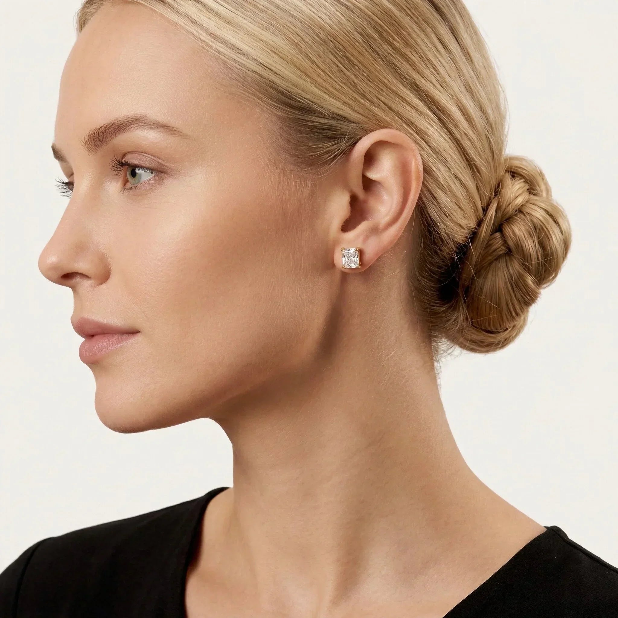 March Solitaire Gold Earrings