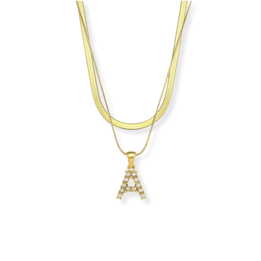 Fiona Layered Initial Letter Necklace