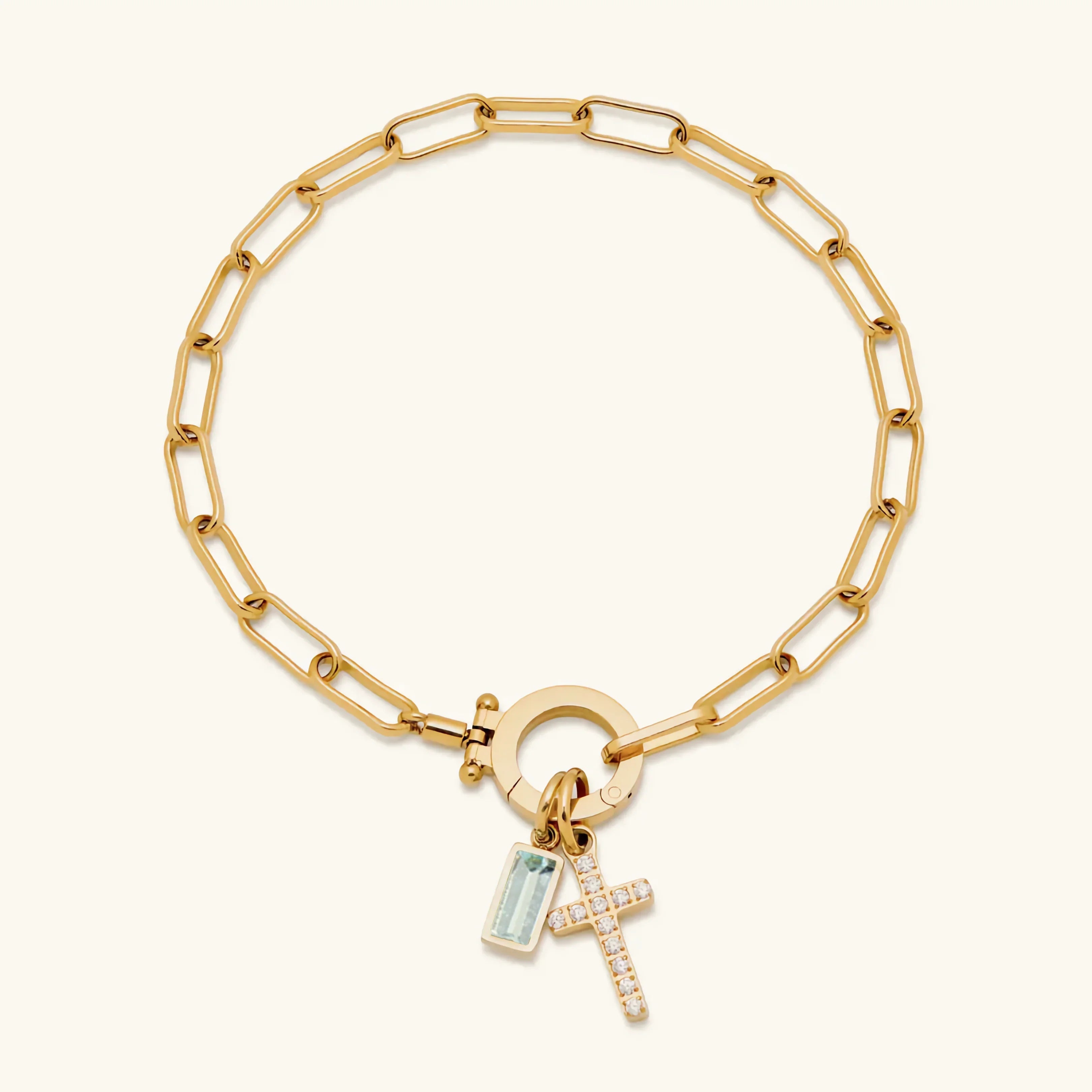 Annabella Birthstone Cross Bracelet