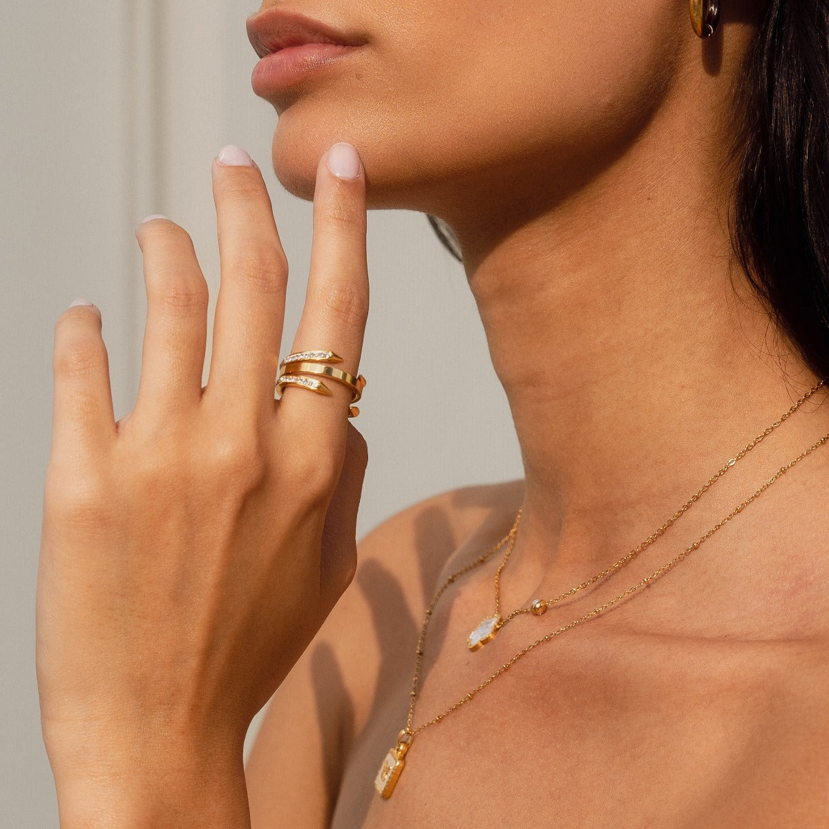 Four Point Nail Stone Ring