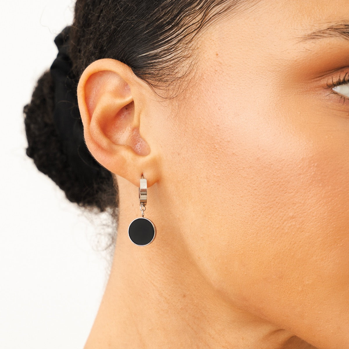 Noir Pendant Earrings - Silver