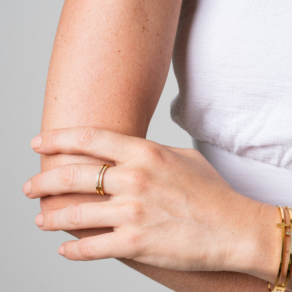 Double Layer Stone Ring