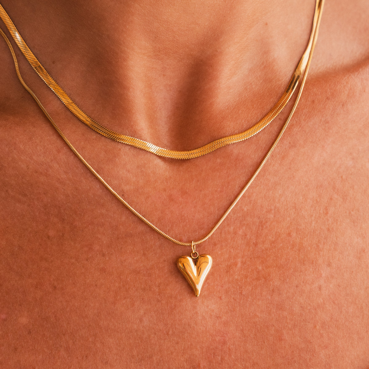 Sculpted Heart Layered Necklace