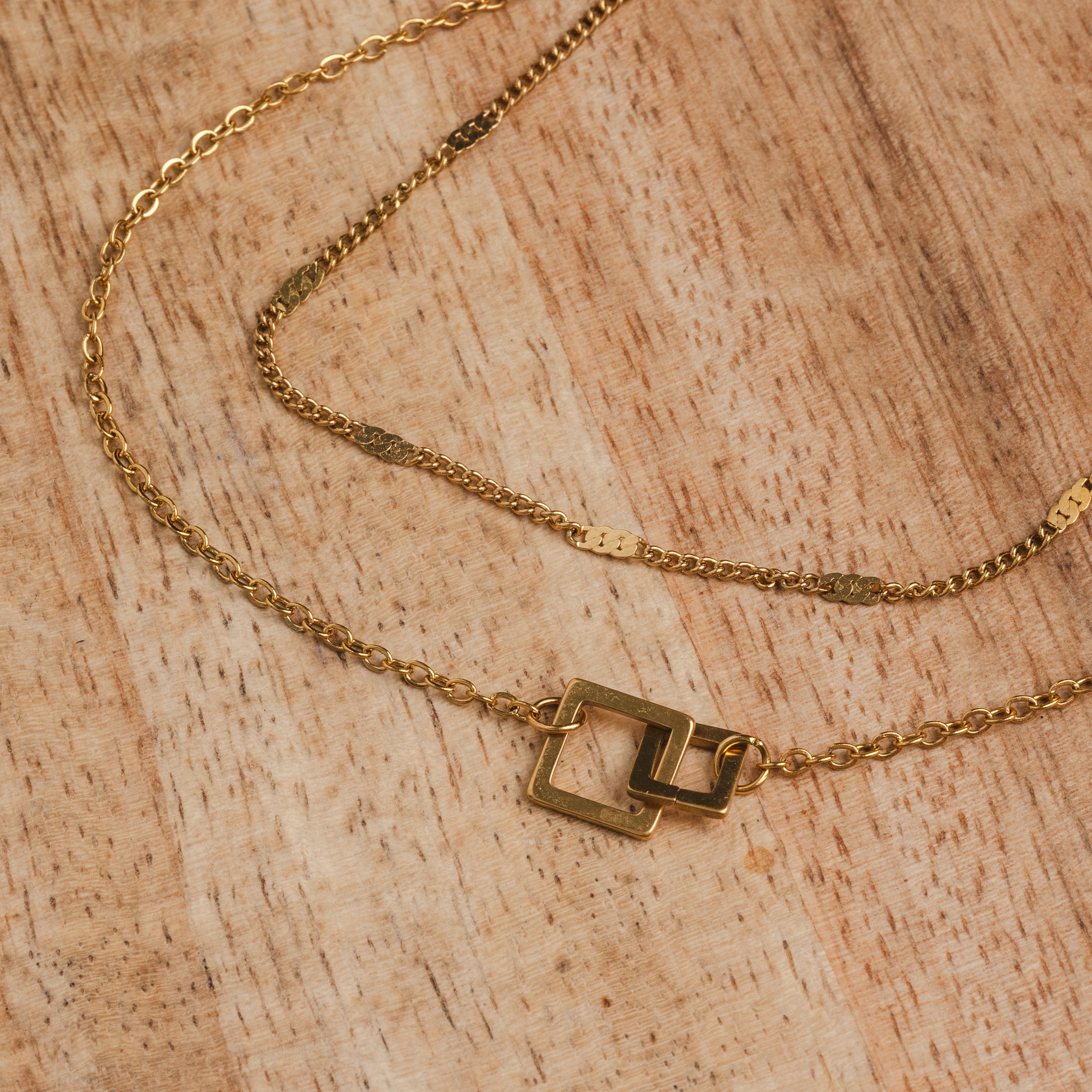 Square Link Pendant Necklace