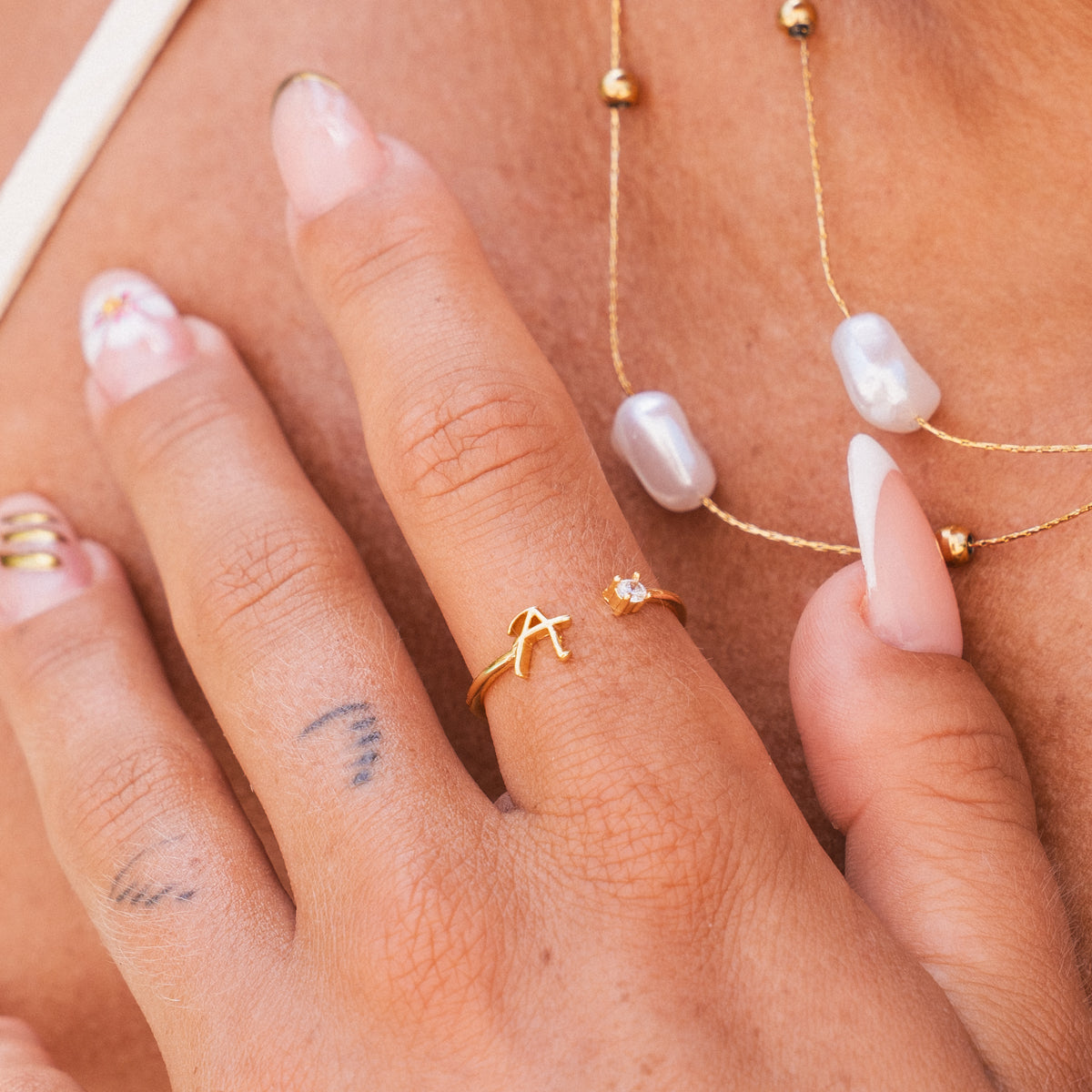 Scripture Stone Initial Adjustable Ring