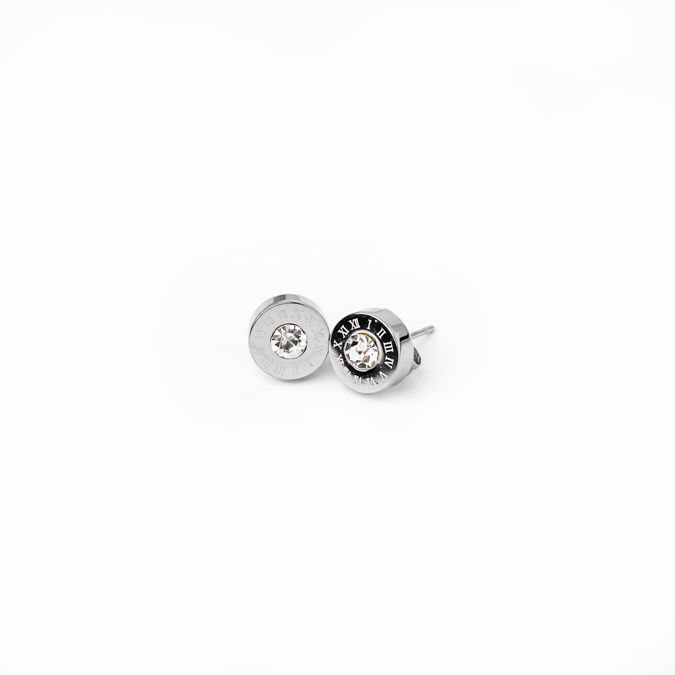 Latin Stone Stud Earrings - Silver