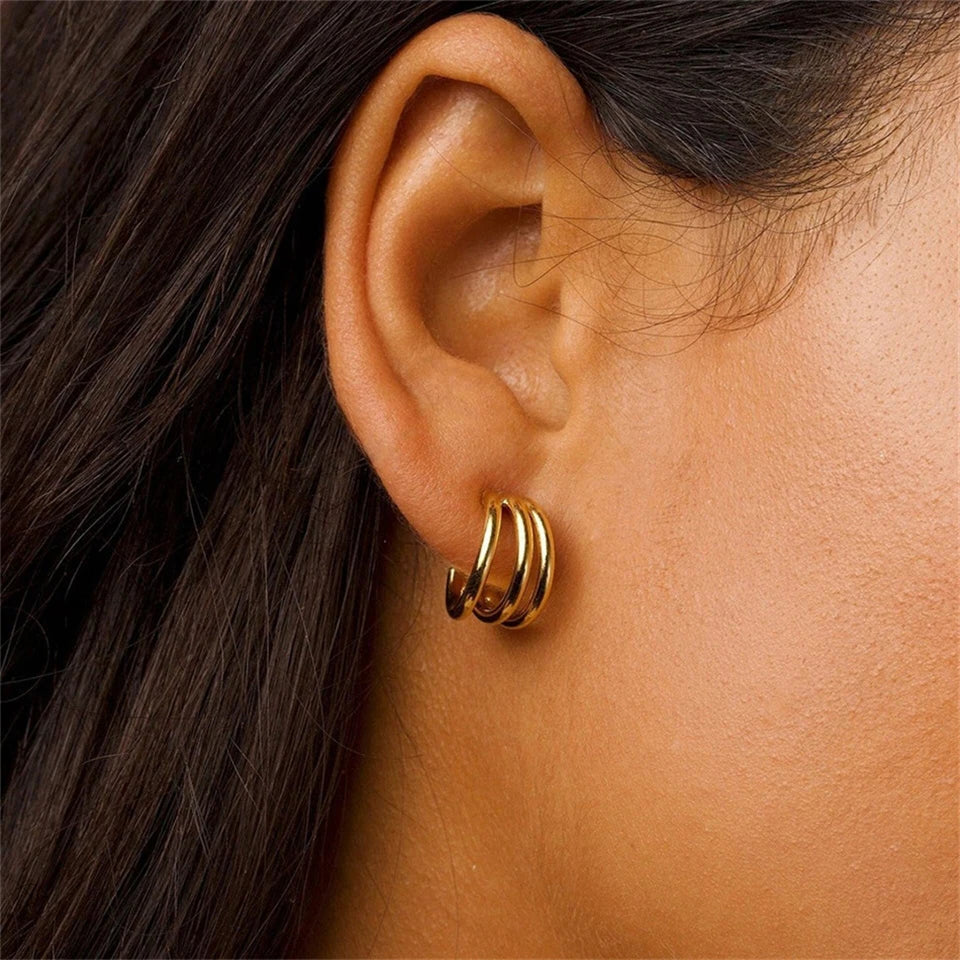 Anwen Three Row Hoop Earrings