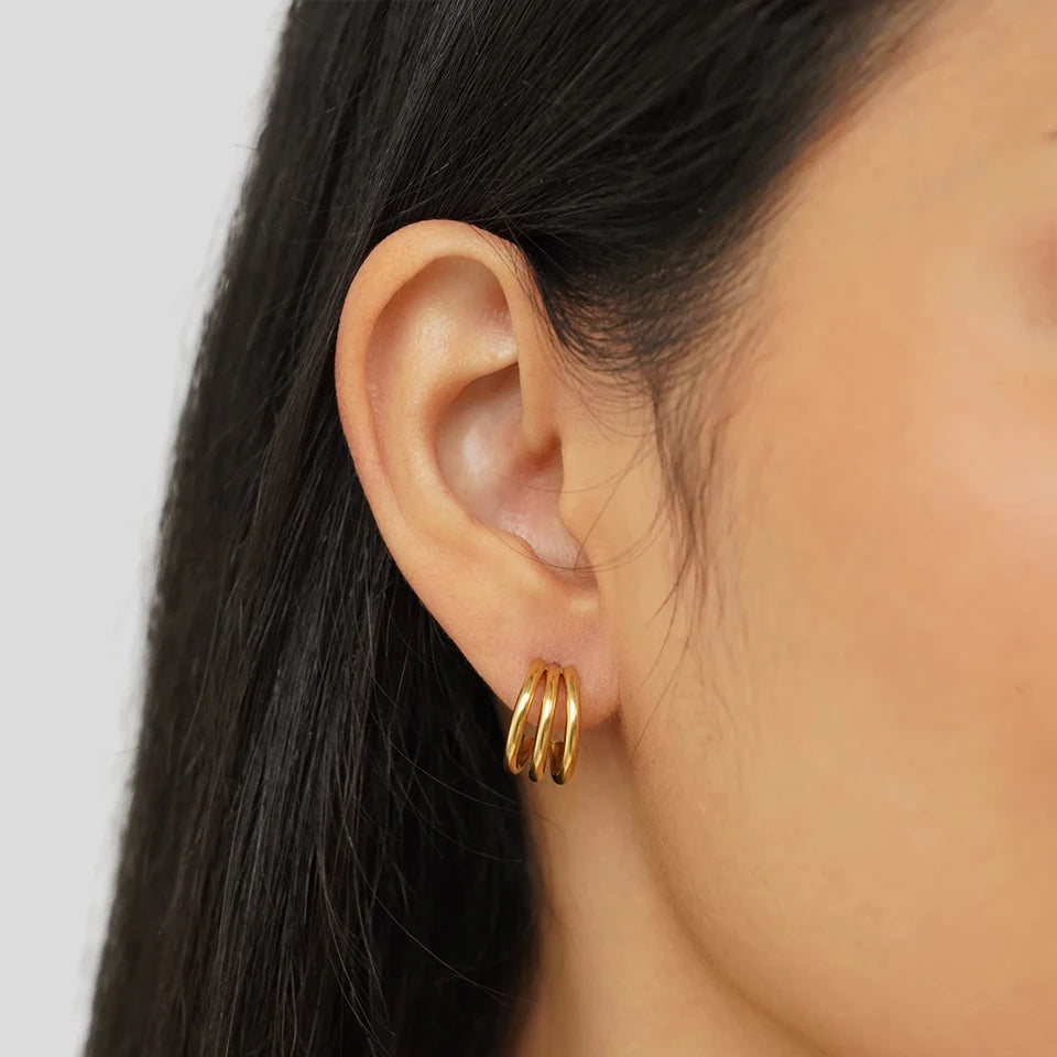 Anwen Three Row Hoop Earrings