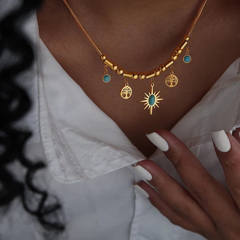 Elara Sun Necklace + Free Bracelet