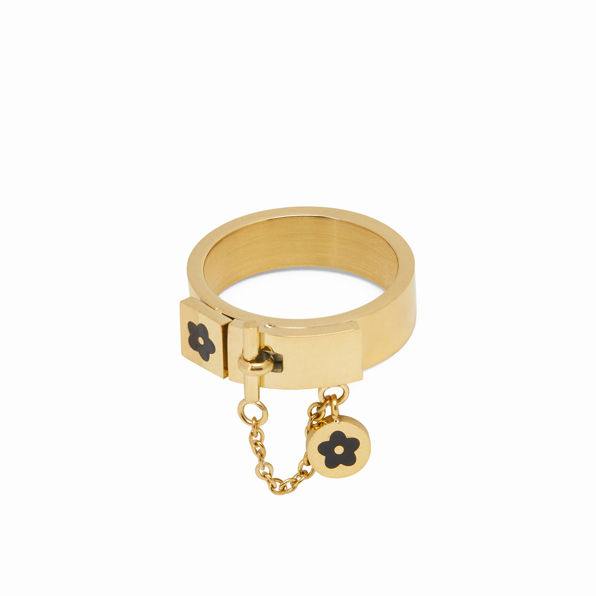 Flower Lock Charm Ring