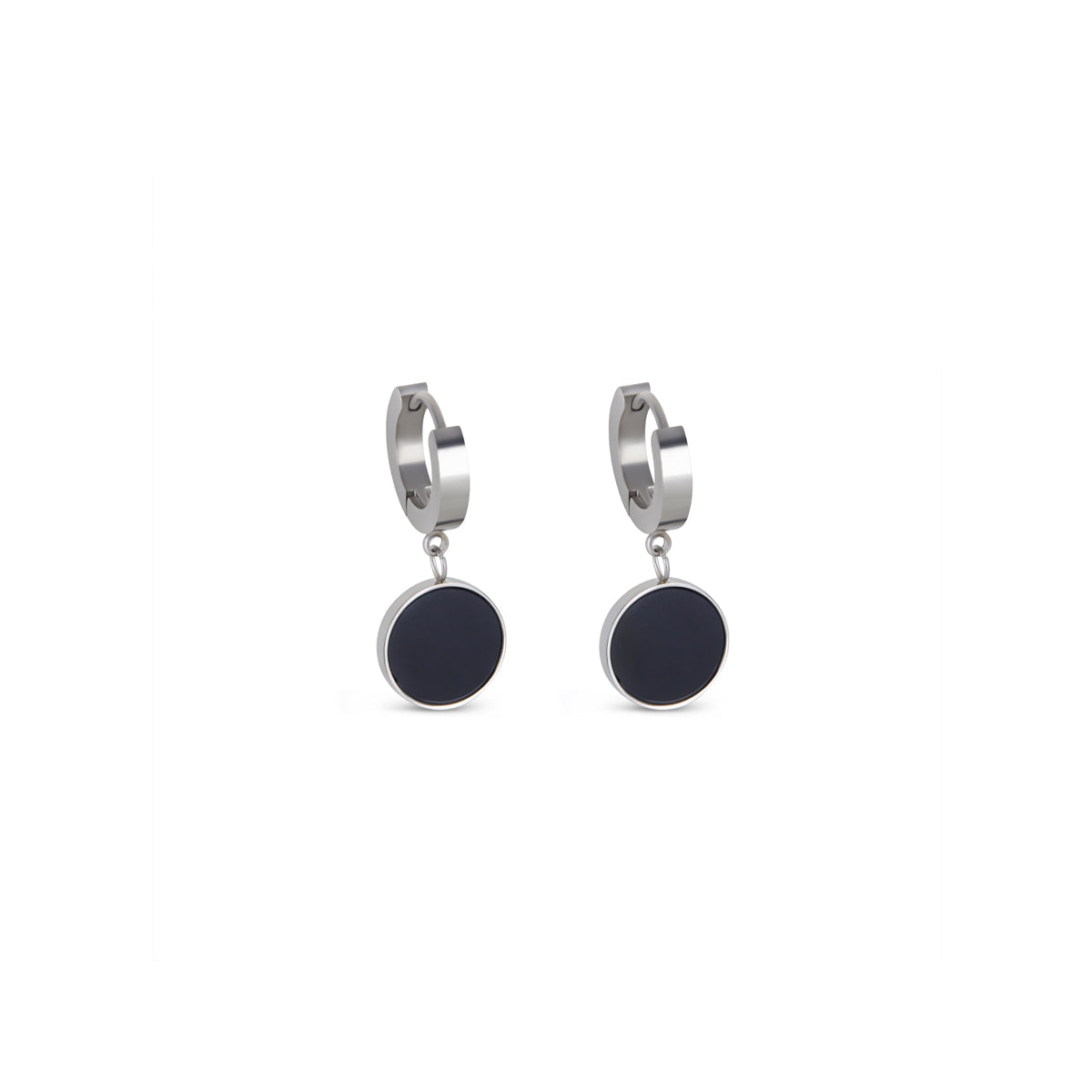 Noir Pendant Earrings - Silver