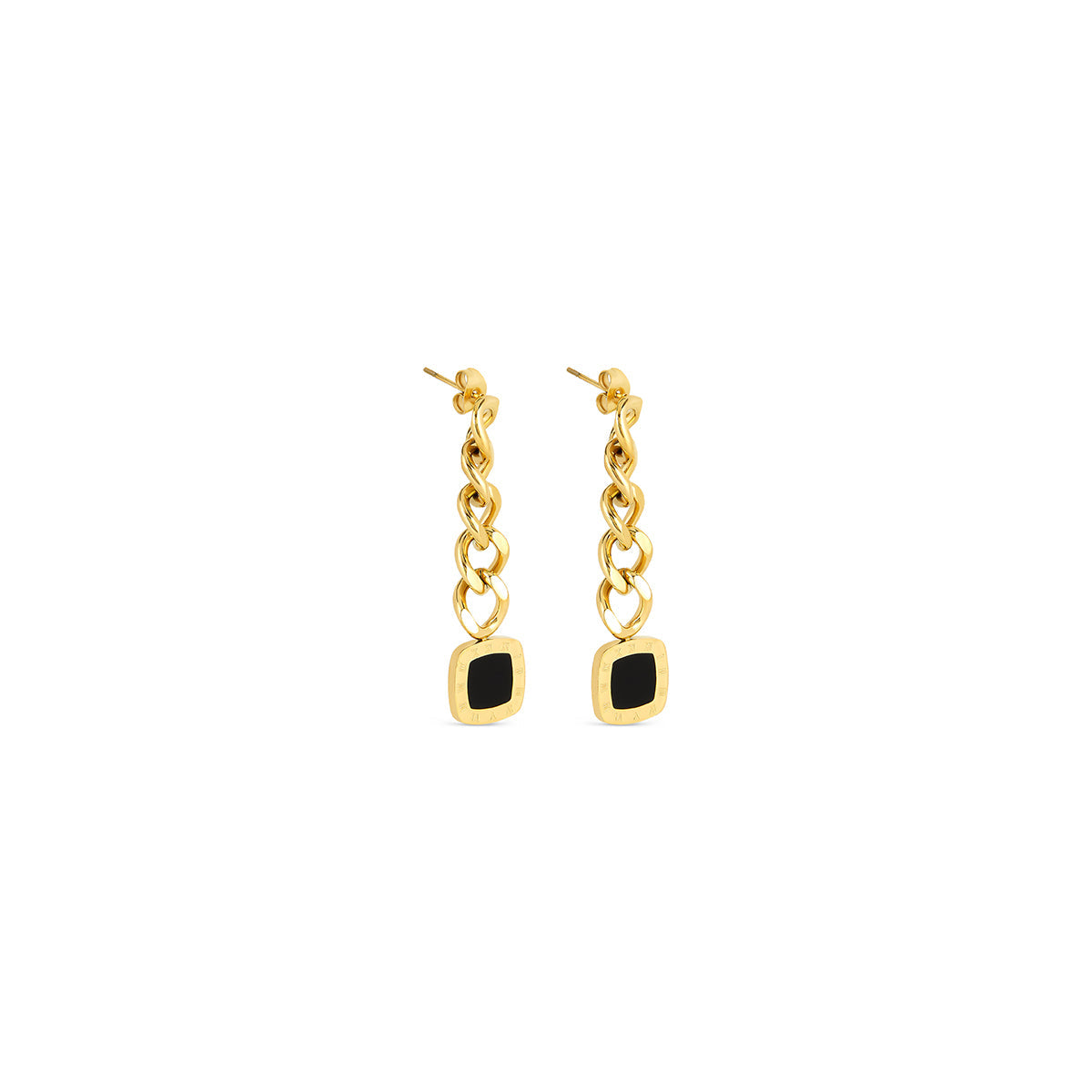 Square Latin Onyx Dangle Earrings