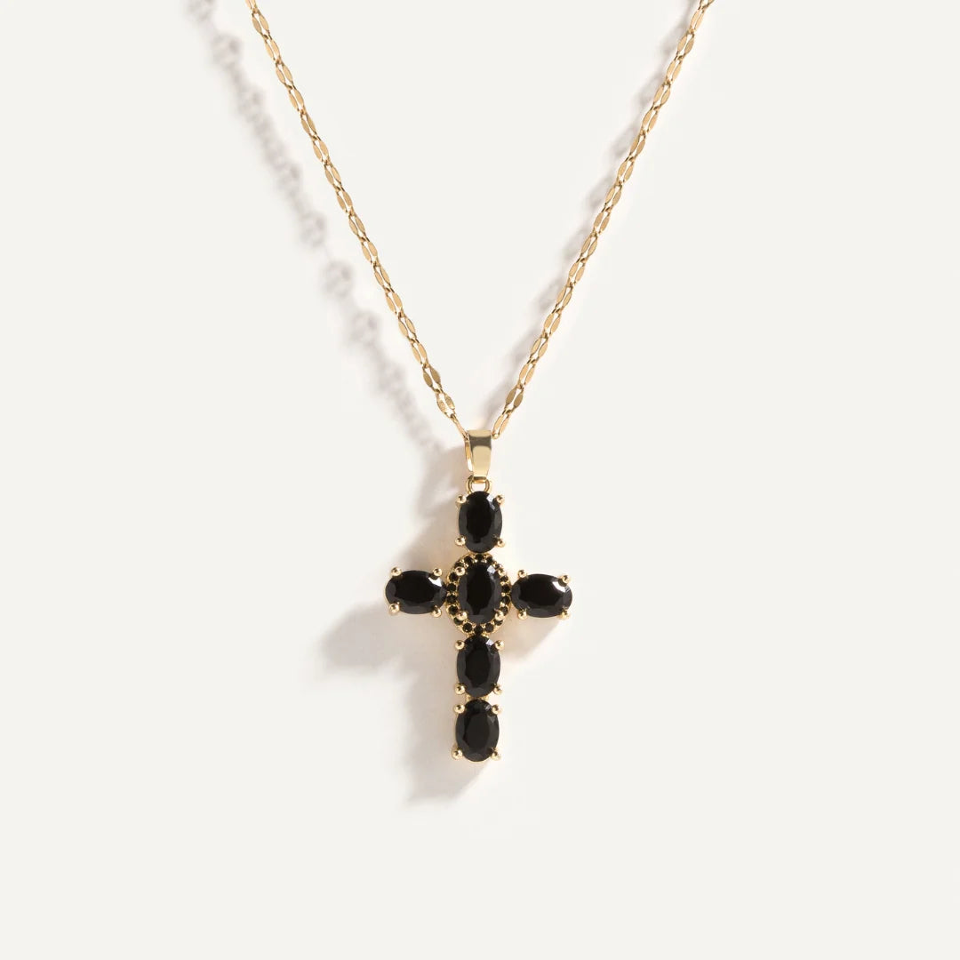 Onyx Cross Necklace