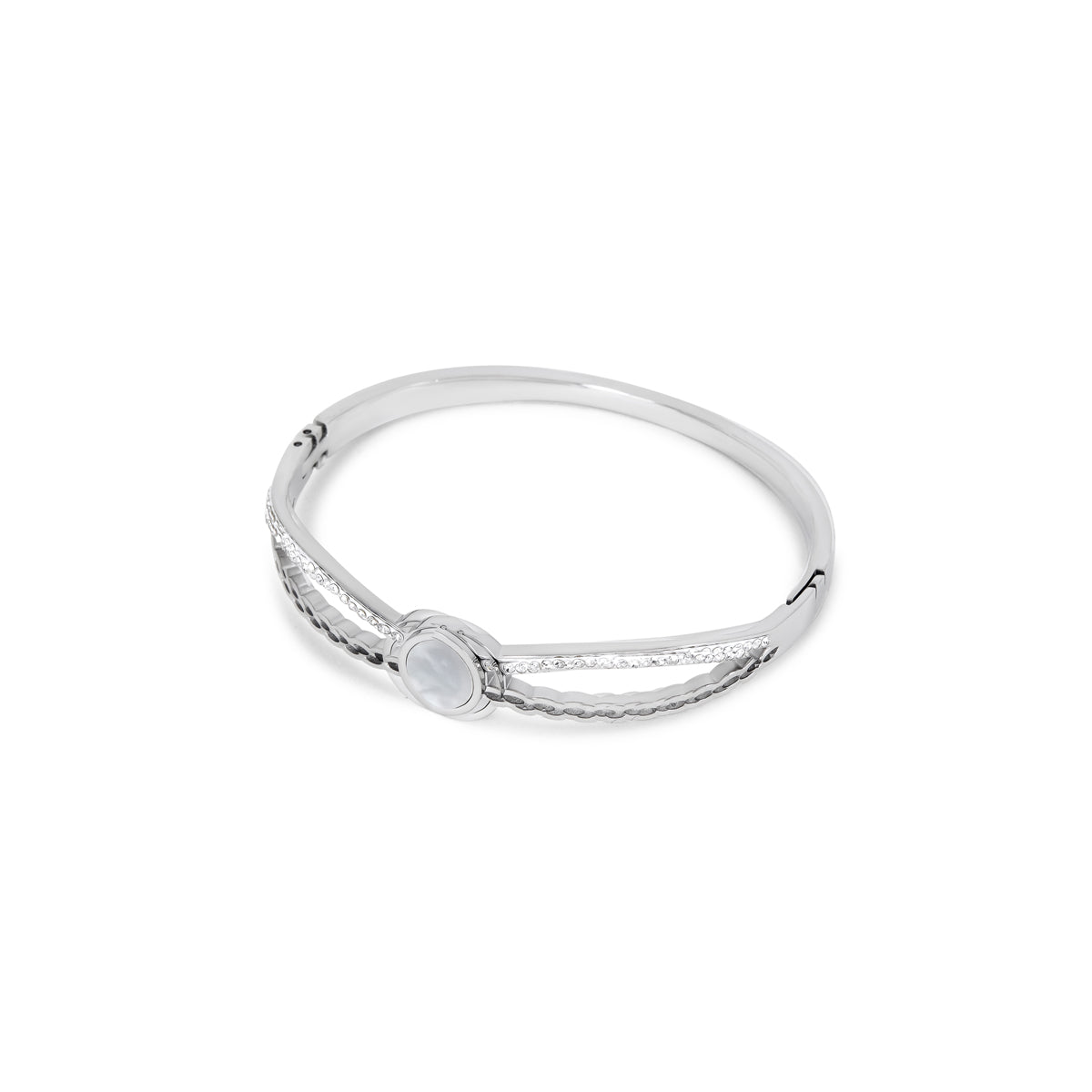 Venus Stone Bangle Bracelet - Silver