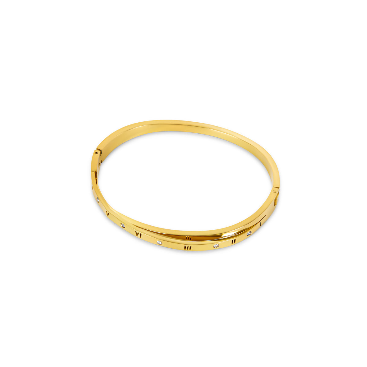 Roman Numeral Intertwine Bangle Bracelet