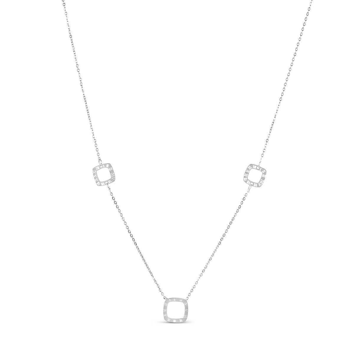 Square Regina Numeral Pendant Necklace - Silver