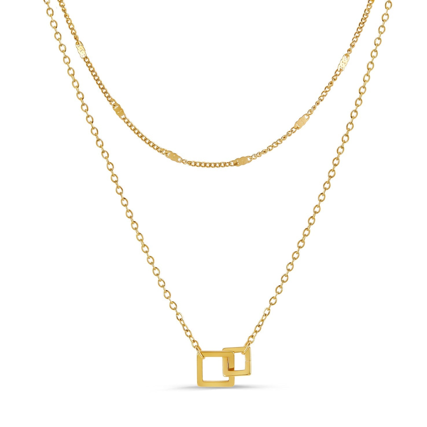 Square Link Pendant Necklace