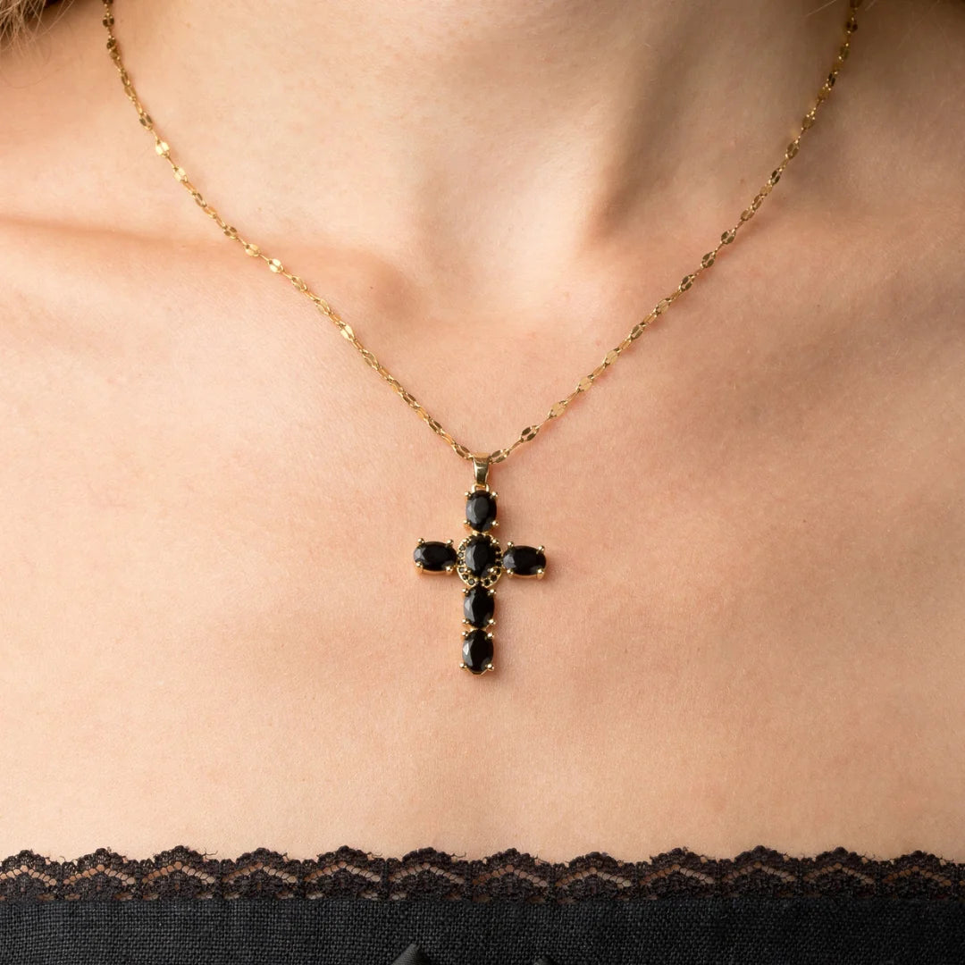 Onyx Cross Necklace