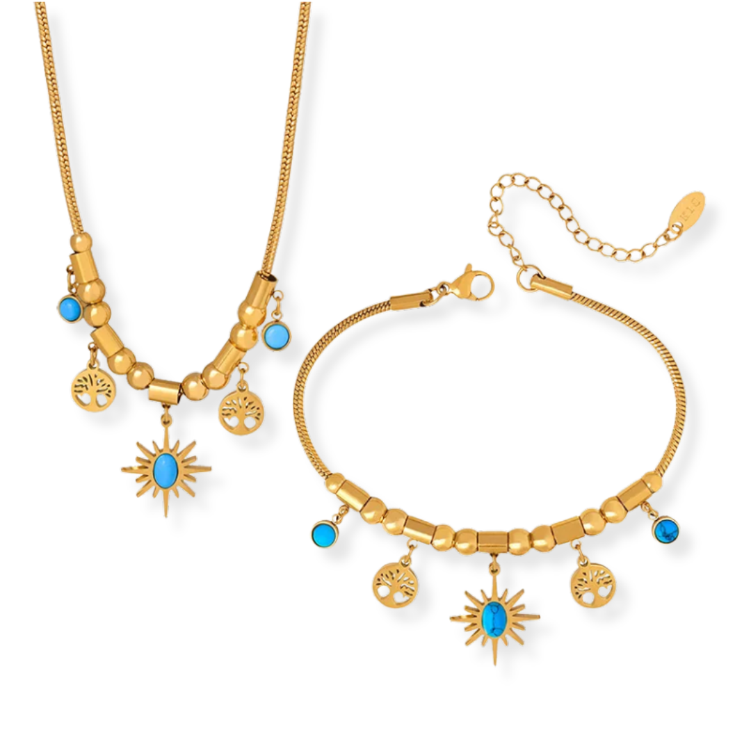 Elara Sun Necklace + Free Bracelet