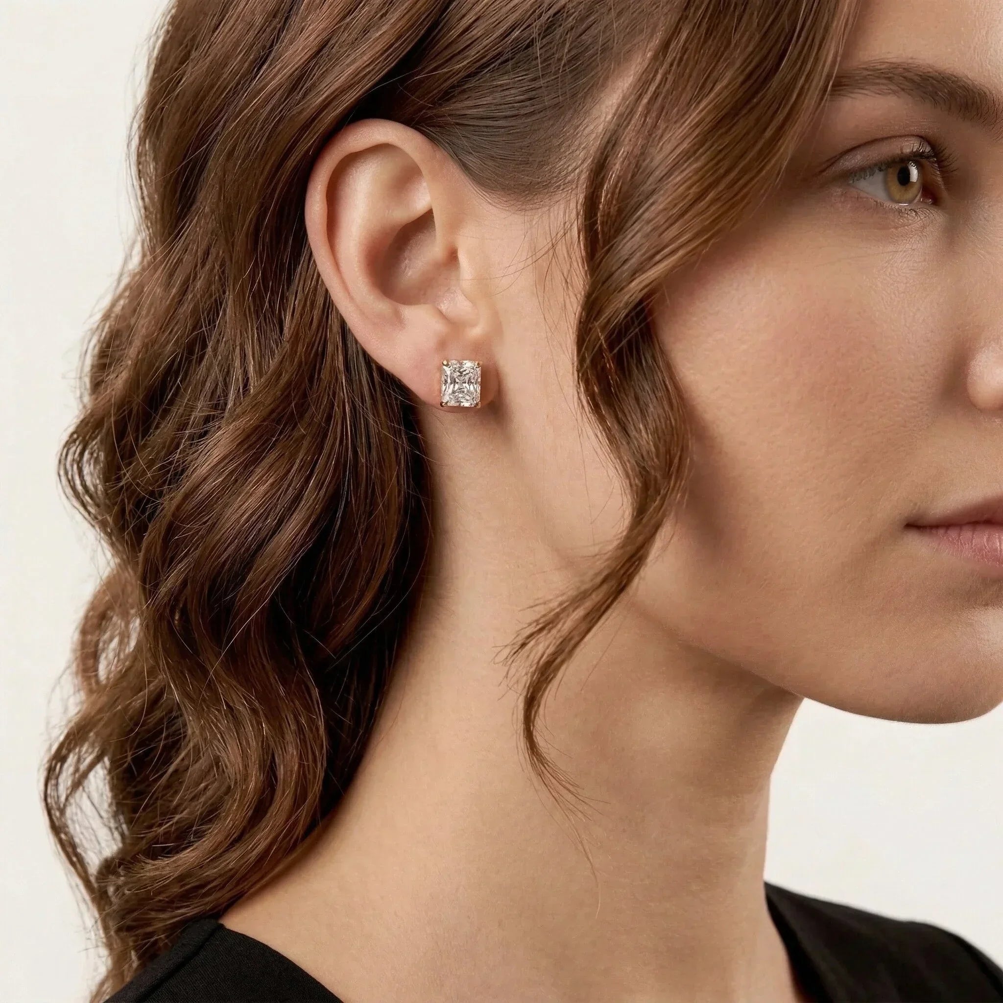March Solitaire Gold Earrings