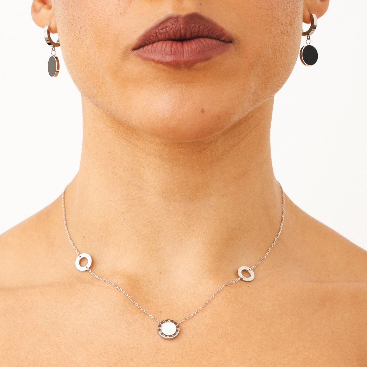 Noir Pendant Earrings - Silver