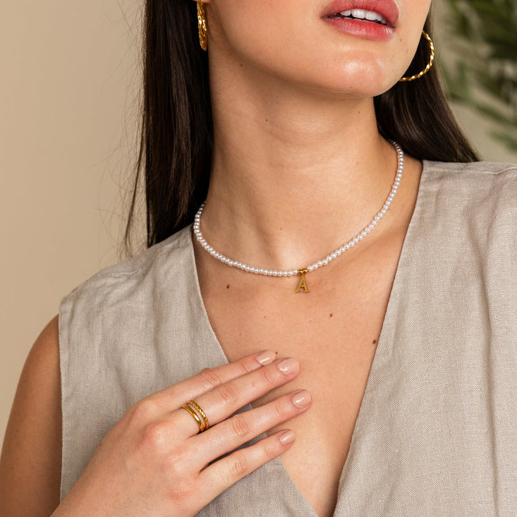Pearl Initial Necklace