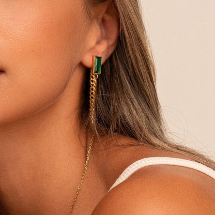 Emerald Cuban Dangle Earrings