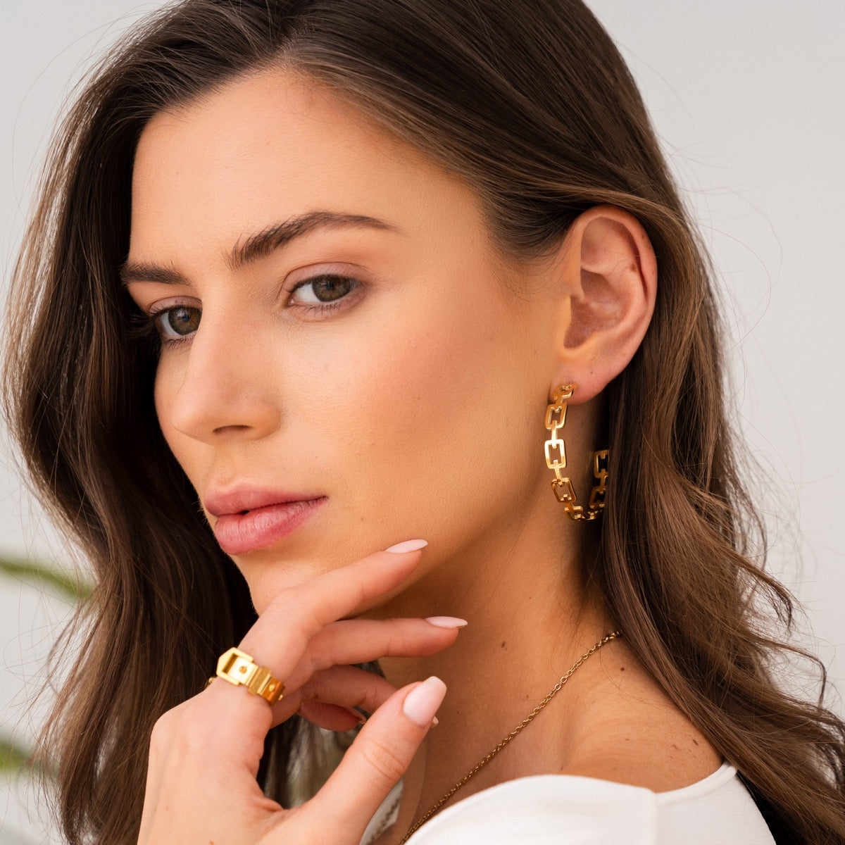 Geometric Hoop Earrings 18K Gold Plated
