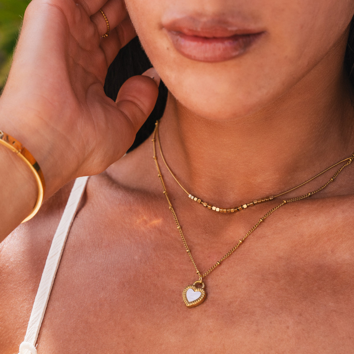 Marble Heart Layered Necklace