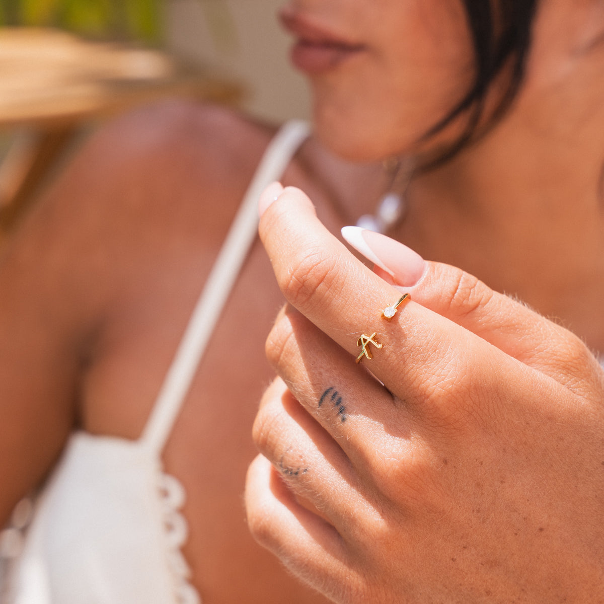 Scripture Stone Initial Adjustable Ring