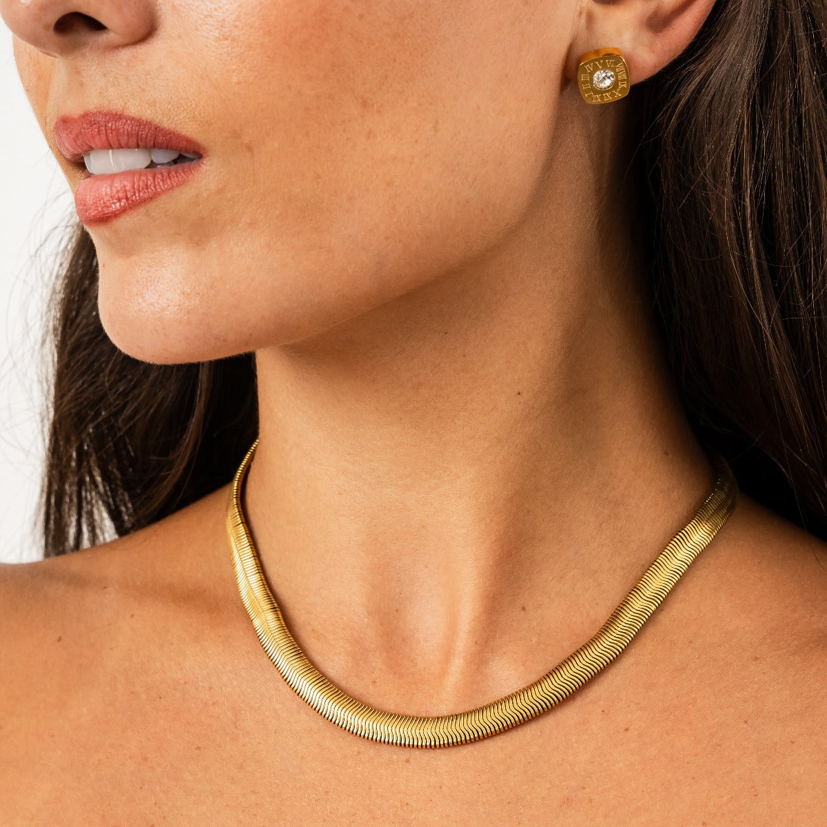 Square Latin Stud Stone Earrings