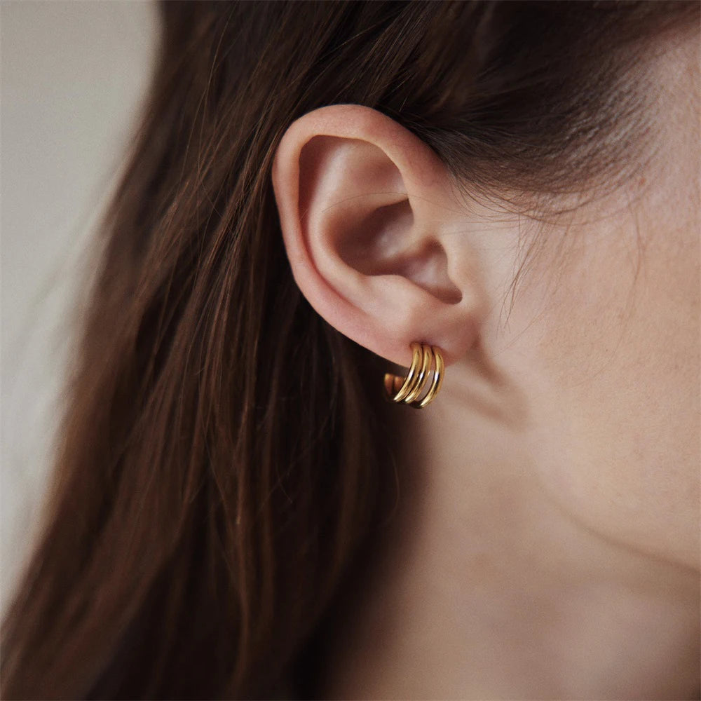 Anwen Three Row Hoop Earrings