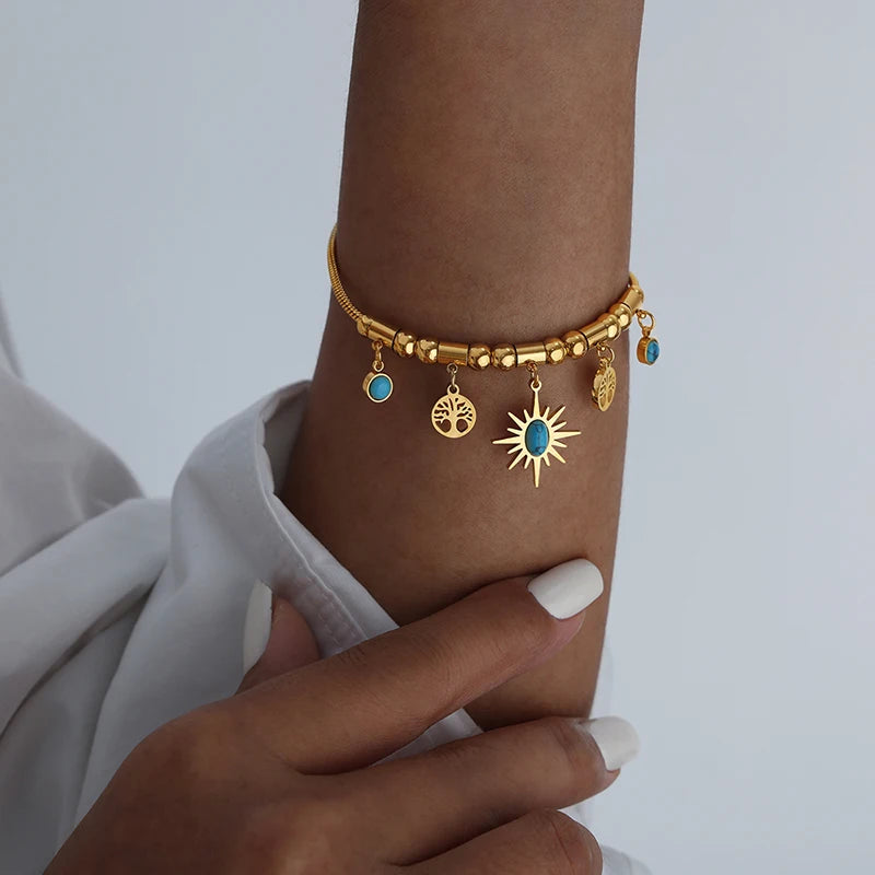 Elara Sun Necklace + Free Bracelet