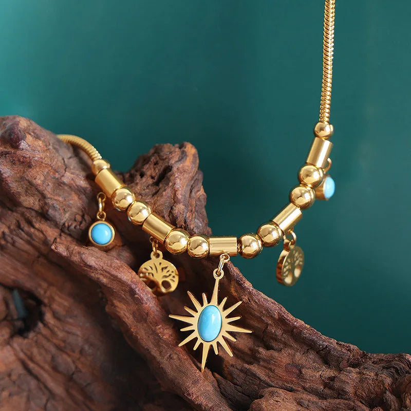 Elara Sun Necklace + Free Bracelet