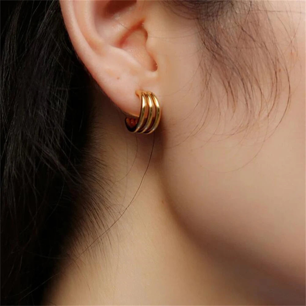 Anwen Three Row Hoop Earrings